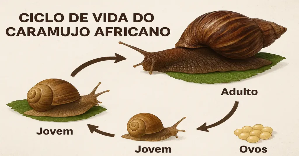 Ciclo de Vida do Caramujo Africano