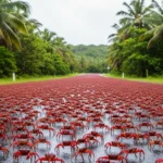 Milhares de Caranguejos Vermelhos Na Estrada da Austrália