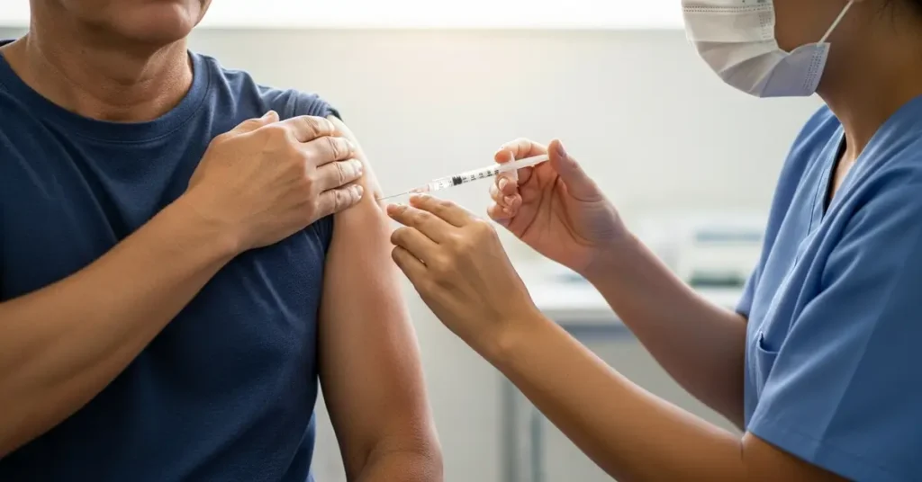 Profissonal de Saúde Vacinando Paciente