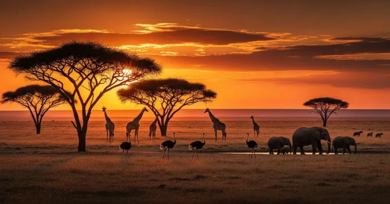 Savana Africana Ao Por do Sol