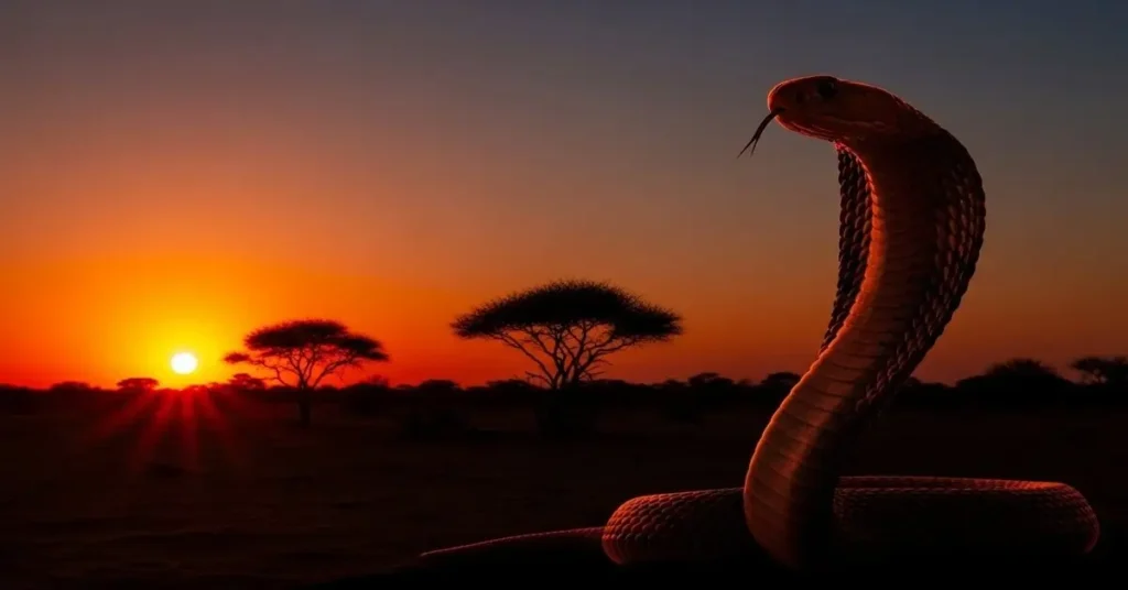 Cobra Naja Ao Por do Sol