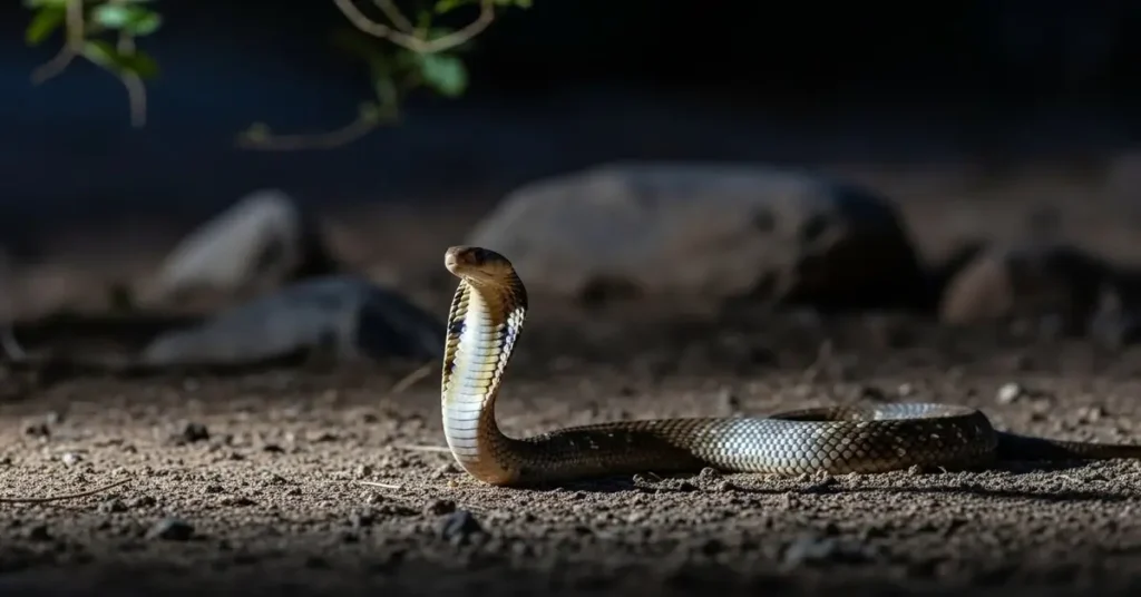 Cobra Naja durante a Noite