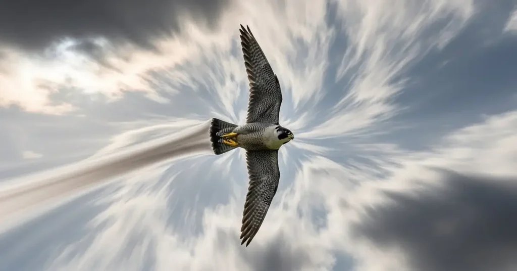 Falcão Peregrino Em Velocidade Máxima