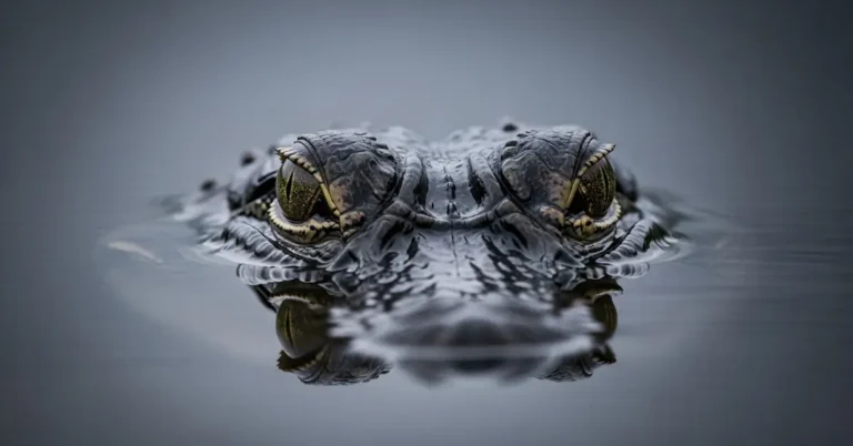 Jacaré com olhos para fora da água