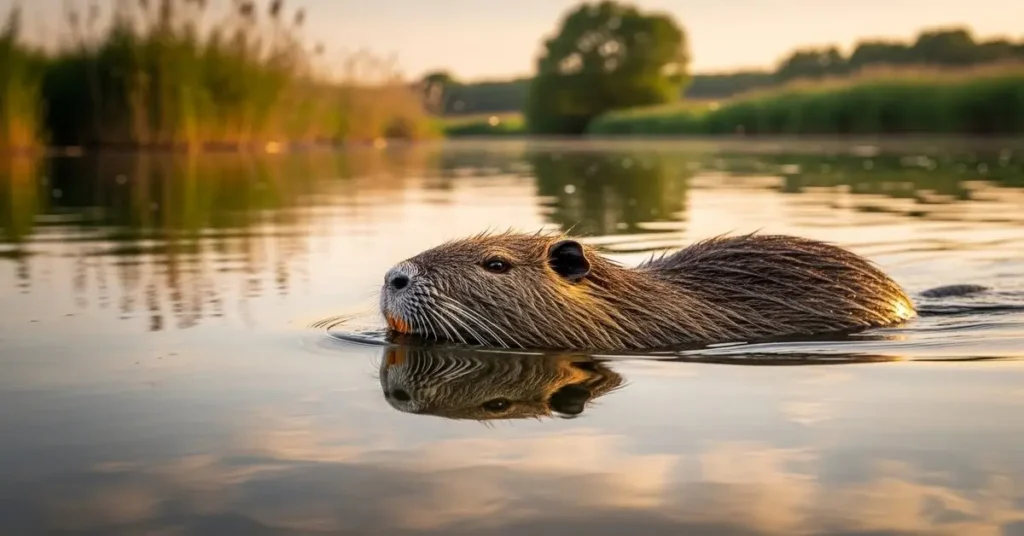 Ratão do Banhado Tomando Banho de Rio